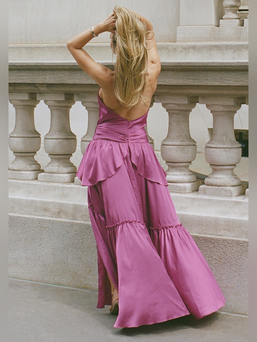 Few Moda Sintra Magenta Satin Halter Maxi Dress – Size 2 NWT - Picture 2 of 13
